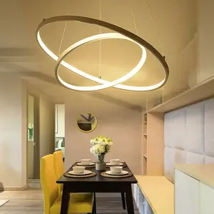 Zhongshan factory supplier modern light fixtures big led round gold chandelier pendant lights