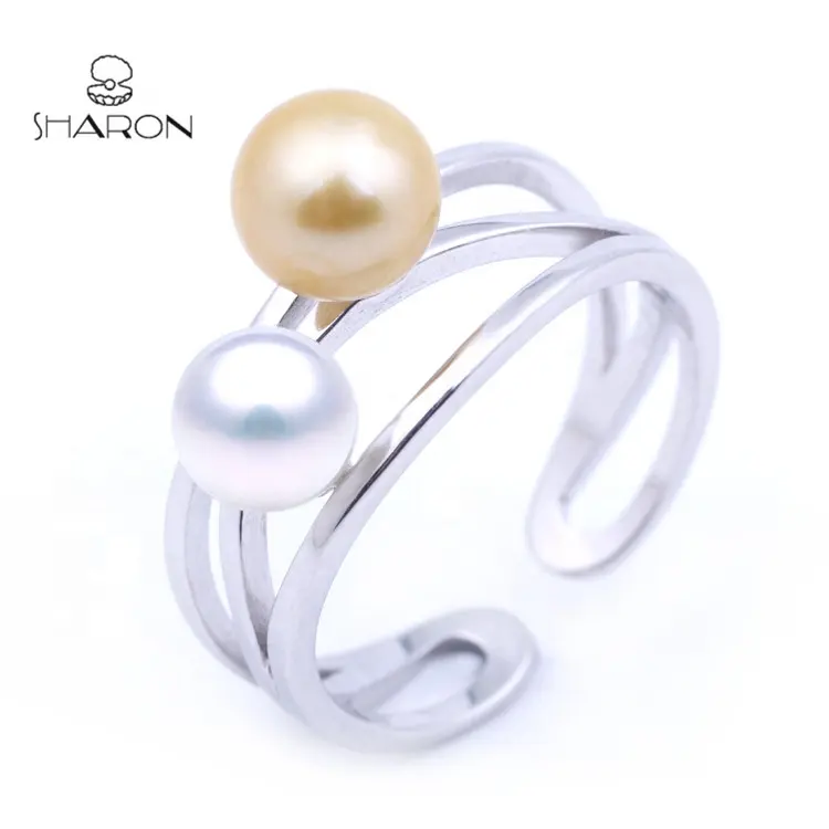 Fashion Jewelry Designs 925 Sterling Silver Winding Double Freshwater Pearls Finger Ring Mountings
