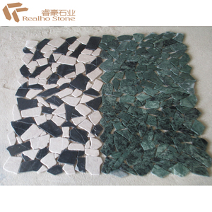 Mosaico de mármol roto para suelo, piedra Natural Ming, verde/blanco/Negro, precio bajo - Product Image 3