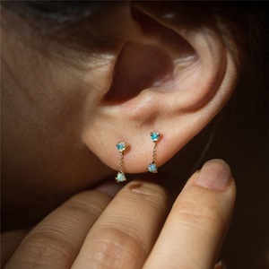 Fashion 925 Sterling Silver 14K Gold Plated <strong>Opal</strong> <strong>Stud</strong> <strong>Earrings</strong> Women - Product Image 2