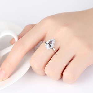CZCITY – bague de mariage en argent 925, nouvelle mode de luxe unique en forme de goutte d'eau, pierre de cristal CZ, Design - Product Image 3