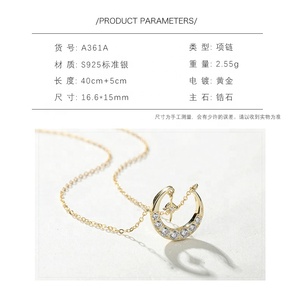 <span class=keywords><strong>Collana</strong></span> <span class=keywords><strong>Luna</strong></span> <span class=keywords><strong>Crescente</strong></span> A361A Placcata Oro 18K, Gioiello in Argento Sterling 925 - Product Image 6