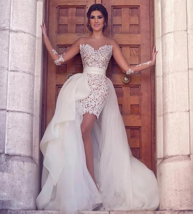 short bodycon wedding dress Sleeveless Cocktail Dresses with Long Tail Fit: Main Range BRAELYNN A-LINE ROUND NECK Size:36 EU / 5.5 US modern look