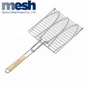 Griglia BBQ in Acciaio Inox con Rete Argentata 27x27x25cm per Arrostire la Carne QUNKUN QKB-0034 Resistente alla Corrosione con Manico in Legno per <span class=keywords><strong>Gas</strong></span> - Product Image 6