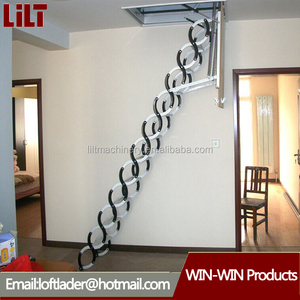 2017 Loại Mới điện từ xa gác mái cầu thang Kính thiên văn Gấp Thép nội thất thang phong cách thiết kế hiện đại - Product Image 4