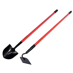 round point shovel and hoe with long fiberglass handle 2-piece garden tools set - Freight is included within the United States