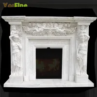 Carving White Marble Kamin Mantel mit Cherub und klassische Schönheit zum Verkauf