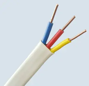 Rắn phẳng dây 2 lõi dây đồng dây điện PVC, chuyên nghiệp Đôi và trái đất cable