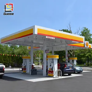 Tankstellen ausrüstung Stahl konstruktion Baldachin Dach Pylon LED Gaspreis Licht Säule für Marke Tankstelle