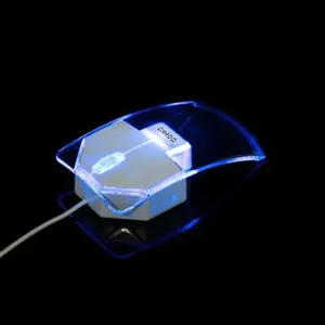 Hota — souris optique 3D filaire, lumière LED respirante, pour ordinateur, cristal Transparent, avec port USB