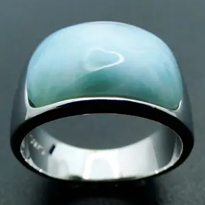 925 Sterling Silver JCPenney On Sale Inlay Larimar Rings For Men From Dominican Republic Larimar Jewelry