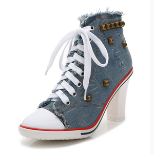 Popolari <span class=keywords><strong>Sneakers</strong></span> Sportive con <span class=keywords><strong>Tacco</strong></span> <span class=keywords><strong>Alto</strong></span> in Tela per Donne - Product Image 1