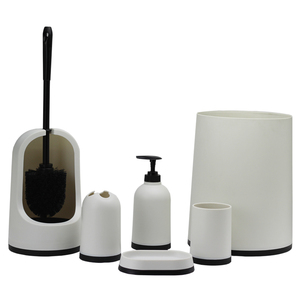 BX Group 6 PCS white simple PP plastic bathroom accessory set with dust bin