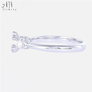 แหวนหมั้นดาวเพชรแท้18K สีทองคำขาวแท้แบบคลาสสิกกึ่งยึดโดยไม่มีหินหลักสำหรับผู้หญิง - Product Image 4