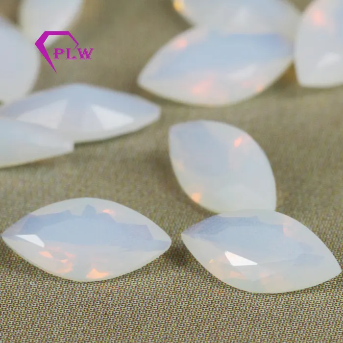 Grosir Batu Permata Nano Sintetis Potongan Marquise Opal Putih Kualitas Tinggi