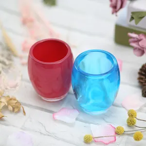 Mini tarro de vela de cristal transparente colorido cilíndrico decorativo barato personalizado