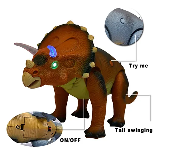 Walking Triceratops model plastic battery operated toy dinosaur