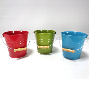 Brillante color pequeño Tin Metal galvanizado jardinera maceta cubo flor - Product Image 1