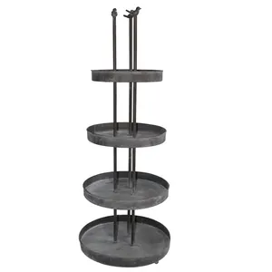 round 4 tier galvanized antique garden etagere metal stands