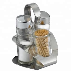 Di alta qualità in acciaio inox 4 pz tavolo <span class=keywords><strong>da</strong></span> picnic condimento <span class=keywords><strong>set</strong></span> con cremagliera - Product Image 4