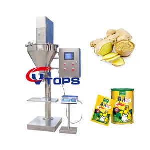 Pó seco controlador plc, equipamento de embalagem/semi automático enchedor de farinha de arroz com hopper dividido