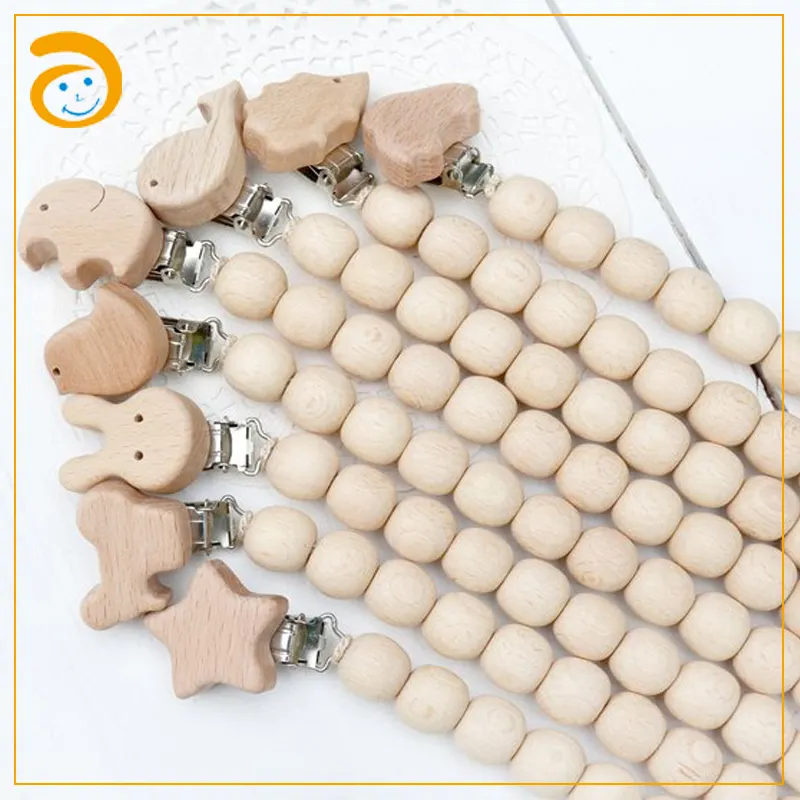 Beliebte Baby produkte Holz Beißring Schnuller Halter Clip