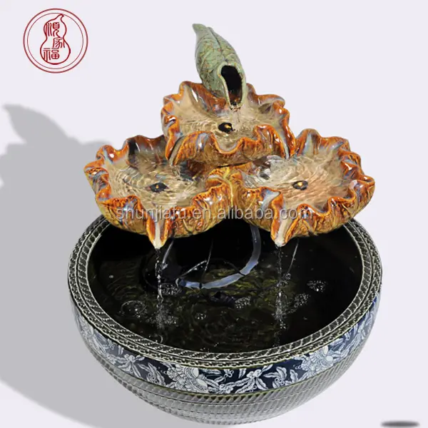 Lotus design flutuante água bacia de fonte de cerâmica