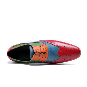 NA122 <span class=keywords><strong>Scarpe</strong></span> Eleganti da Uomo Colorate Moda 2022, Brogue <span class=keywords><strong>in</strong></span> Vera <span class=keywords><strong>Pelle</strong></span>, Oxford per Affari, Cerimonie e Matrimoni - Product Image 3