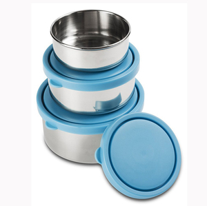 Stainless steel Kids Konserve Nesting Trio lunch box, Stainless Steel lunch box with Leak-Proof Lids, 3 in 1 stainless steel box