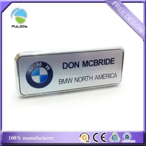Auto 4S Shops Silver Metallic Sales Worker Name Tag with a Silver Frame