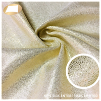 Tissu uni brillant et très extensible, 86% polyamide, 14% élasthanne, certifié OEKO-TEX, imprimé feuille d'or métallique, pour lingerie sexy