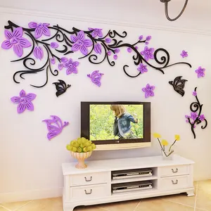 Blume reben kristall 3d feste wand aufkleber kreative warmen wohnzimmer sofa TV hintergrund acryl wandaufkleber