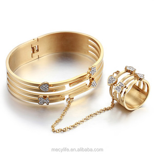 MECYLIFE Pulsera <span class=keywords><strong>de</strong></span> eslabones al por mayor, pulsera <span class=keywords><strong>de</strong></span> cadena, pulsera <span class=keywords><strong>de</strong></span> anillo <span class=keywords><strong>de</strong></span> dedo dorada - Product Image 1