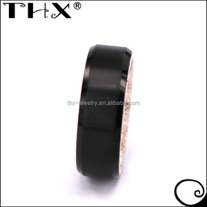 Flat Beveled <strong>Profile</strong> <strong>Ring</strong> Armor Included Black Titanium <strong>Ring</strong> Wedding Band Antler Horn <strong>Ring</strong> - Product Image 4