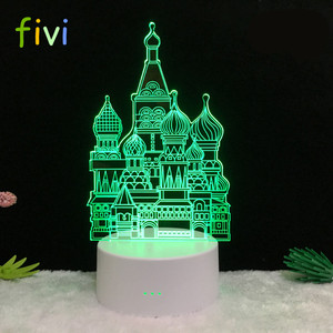 3D оптический прозрачный замок модель панели освещения ночью <span class=keywords><strong>7</strong></span> цветов изменить USB нажатием кнопки LED Настольная лампа - Product Image 2