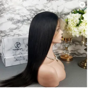 Highknight Wholesale Silky Straight Brazilian Virgin Human Hair Density 150% Transparent Swiss Lace Front Wigs