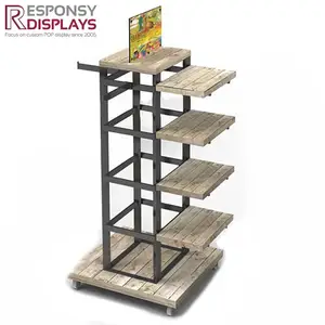 Custom Wood Floor Clothes Display Stand Men's Clothing Display Equipment