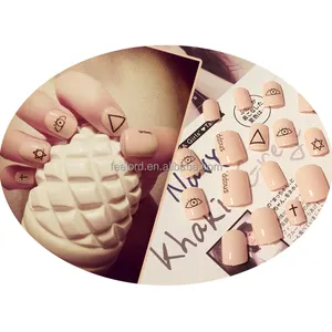 cute pattern design short size false nails full cover nail tips lady finger art nails