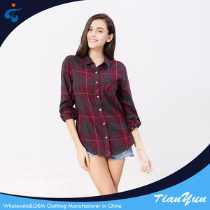 Well Sell High Quality New Styles Long Sleeve Cotton <strong>Women</strong> <strong>Flannel</strong> Plaid <strong>Shirt</strong> - Product Image 5