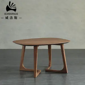 Meja makan kayu padat mewah, meja kopi samping meja tamu furnitur logam besi furnitur Modern meja kopi kaca kayu