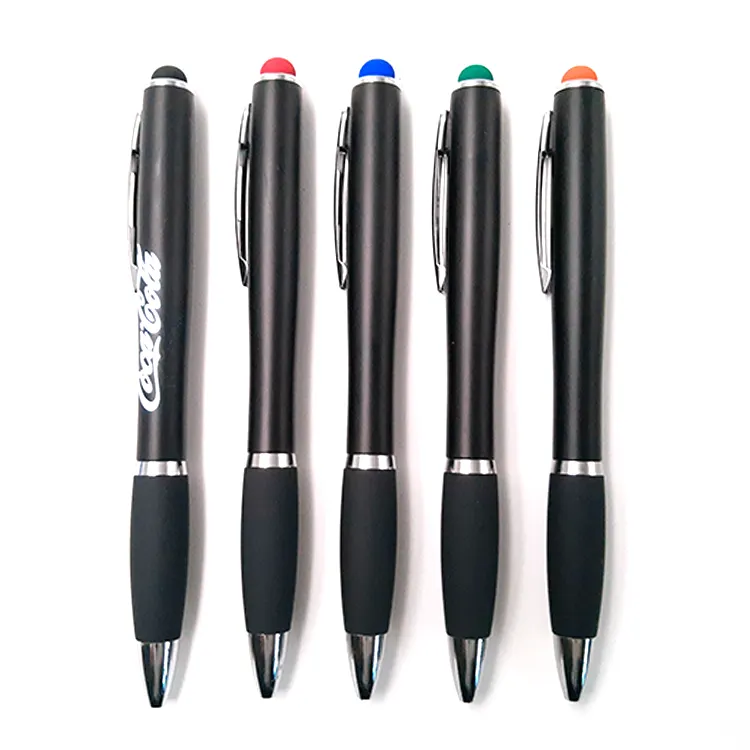 Promotional LED Light Stylus Pen Writing in dark 3 in 1 Plastic ad Lamphouse Pen Light Logo engrave Pen led