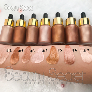 6 color secreto de belleza resaltador líquido maquillaje Etiqueta Privada <span class=keywords><strong>iluminador</strong></span> líquido gota de cara cosmética - Product Image 1