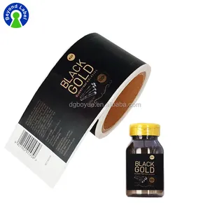 Custom Adhesive Glossy Spot UV Bottle Label Gold Foil Hot Stamping Waterproof Stickers Roll Printing