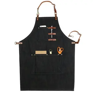 Korean style cross back apron waterproof apron with tool pockets apron for haircut