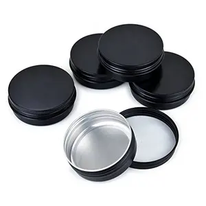 120ml Luxury Black Round Aluminum Tin Cans 4OZ Round Metal Tin Container Screw Top Steel Tin Cans Cosmetic Sample Containers Can