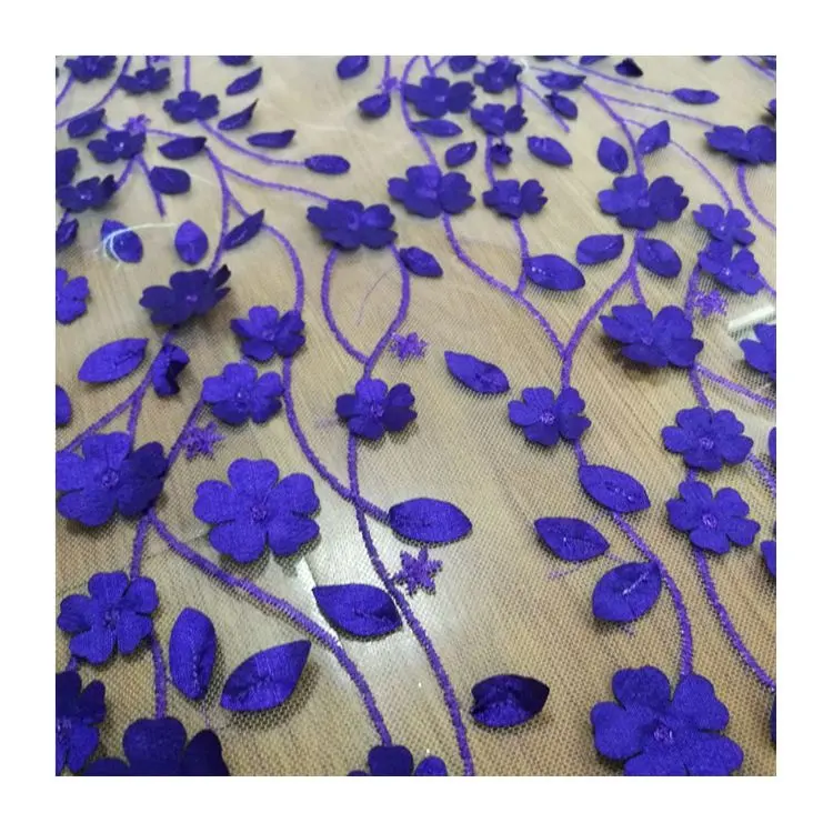 Handgemachte Laser indische Stickerei Kleid 3D Blumen Spitze bestickten Stoff