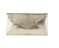 Venta al por mayor de moda elegante brillante patrón de serpiente de cuero mujer bolso de embrague
