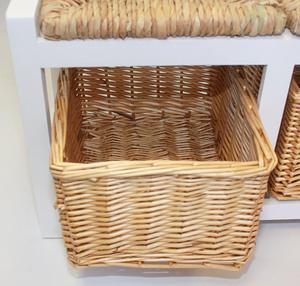 White Two Seater <strong>Wooden</strong> <strong>Storage</strong> <strong>Bench</strong> With Wicker Baskets and Seating - Product Image 2