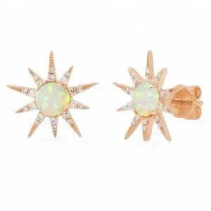 925 Silver Rose Gold Plating Jewelry Star Opal Ladies Earrings Designs Pictures