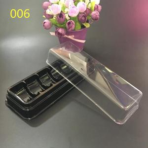 Factory wholesale plastic macaron biscuit box with 6 compartments black macaron container with clear lid